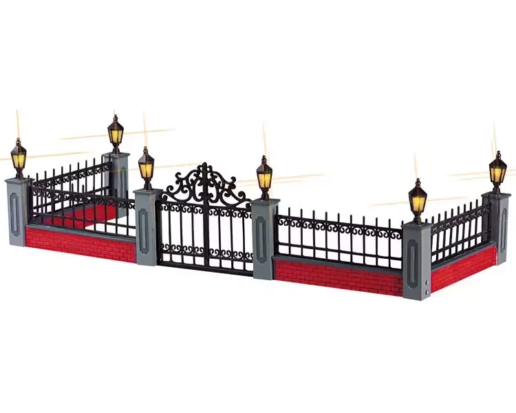 Lemax Lighted wrought iron fence 4.5v s5