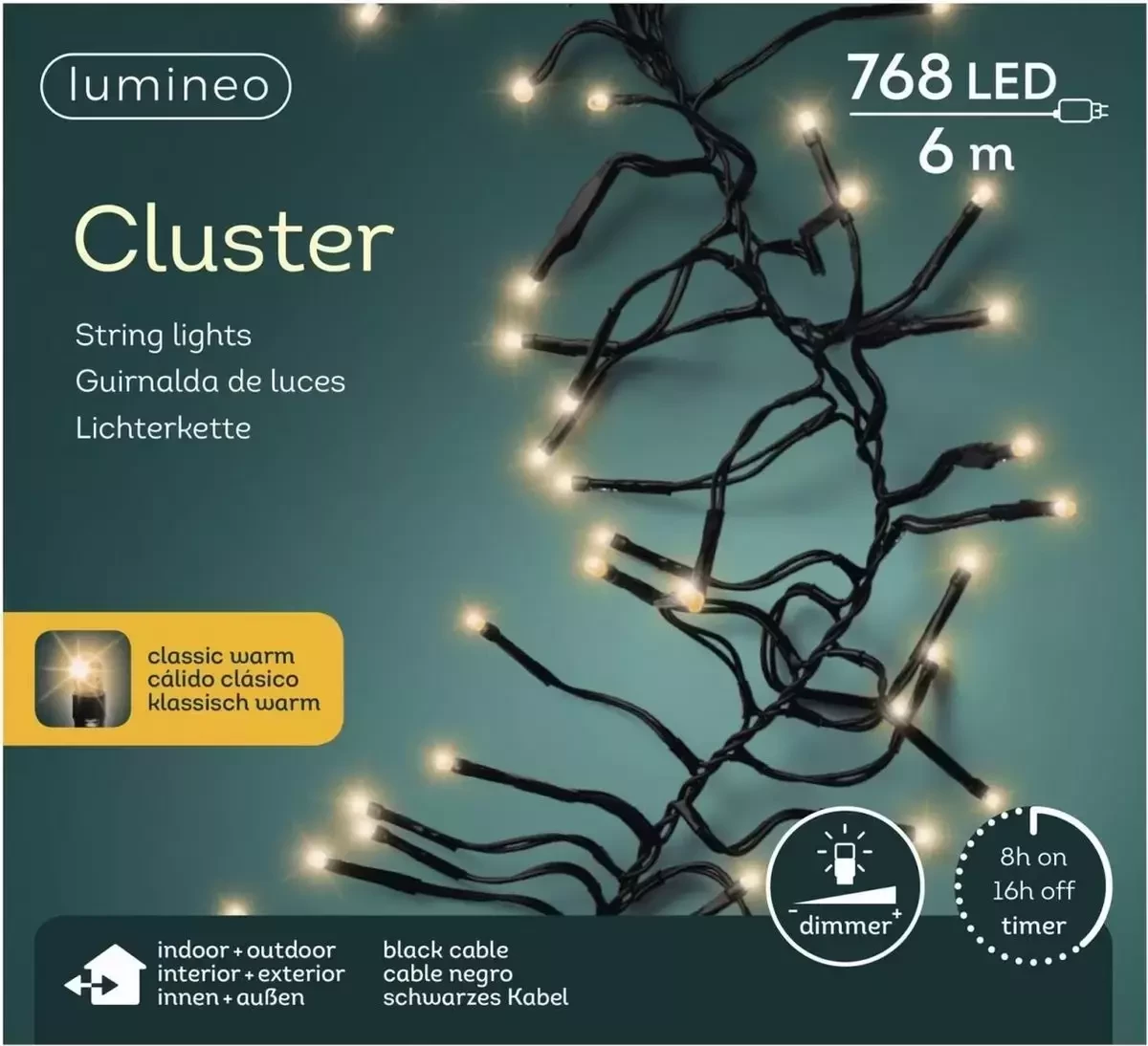 LUMINEO CLUSTERVERLICHTING 6M - 768L KLASSIEK WARM - BINNEN/ BUITEN