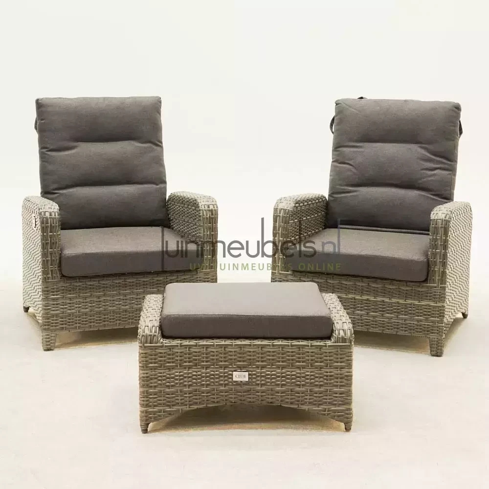 Loungeset Soho Brick 2 loungestoelen met voetenbank