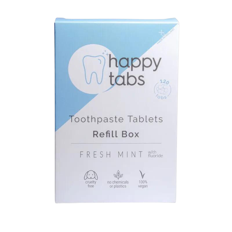 Tandpasta Tabletten - Happy Tabs Fresh Mint (Met Fluoride) - Navulling