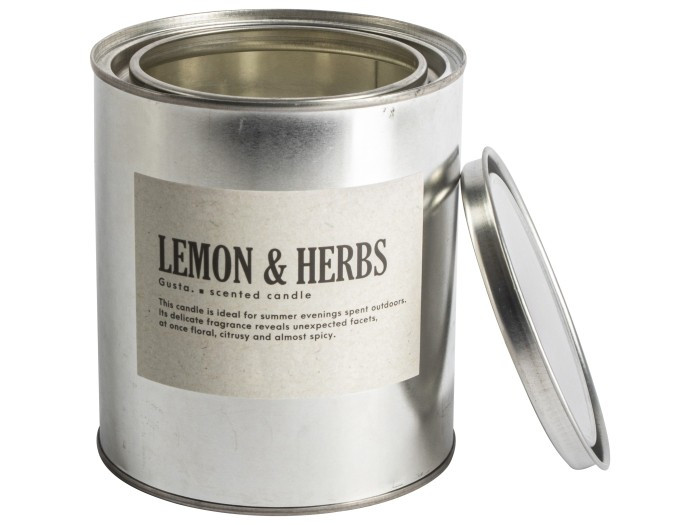 Gusta geurkaars in blik 10,5x12cm lemon & herbs