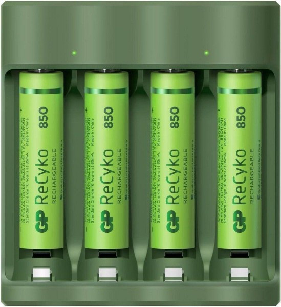 GP recyko batterijoplader 4x AAA 850mAh
