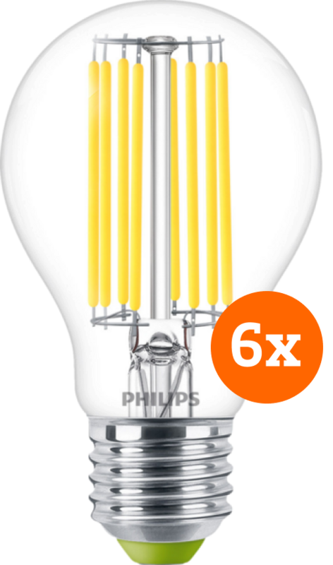 Philips LED Filament lamp - 4W - E27 - warm wit licht 6-pack