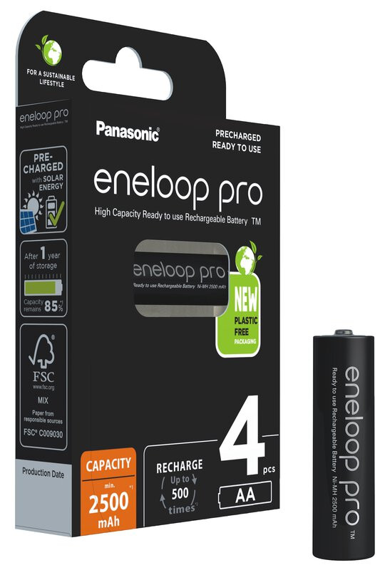 4 x AA Panasonic Eneloop Pro batterijen - 2500mAh