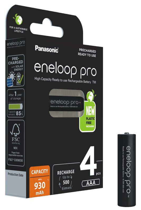 4 x AAA Panasonic Eneloop Pro batterijen - 930mAh