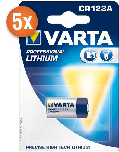 Voordeelpak van 5 x Varta Photo Lithium batterijen CR123A