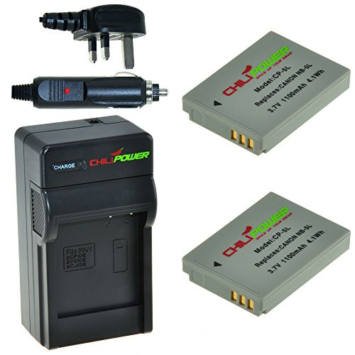 2 x NB-5L accu's voor Canon - Charger Kit + car-charger - UK version