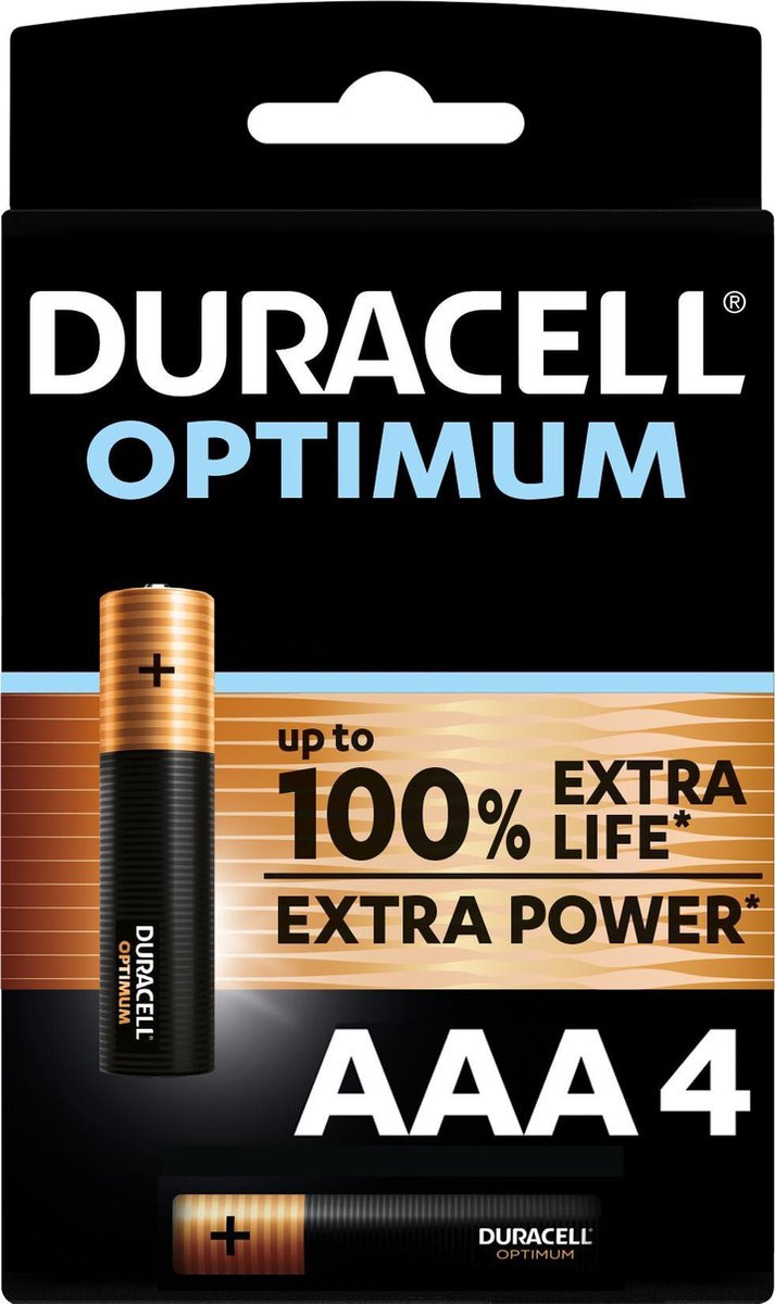 Duracell Optimum Alkaline AAA batterijen - 4 stuks