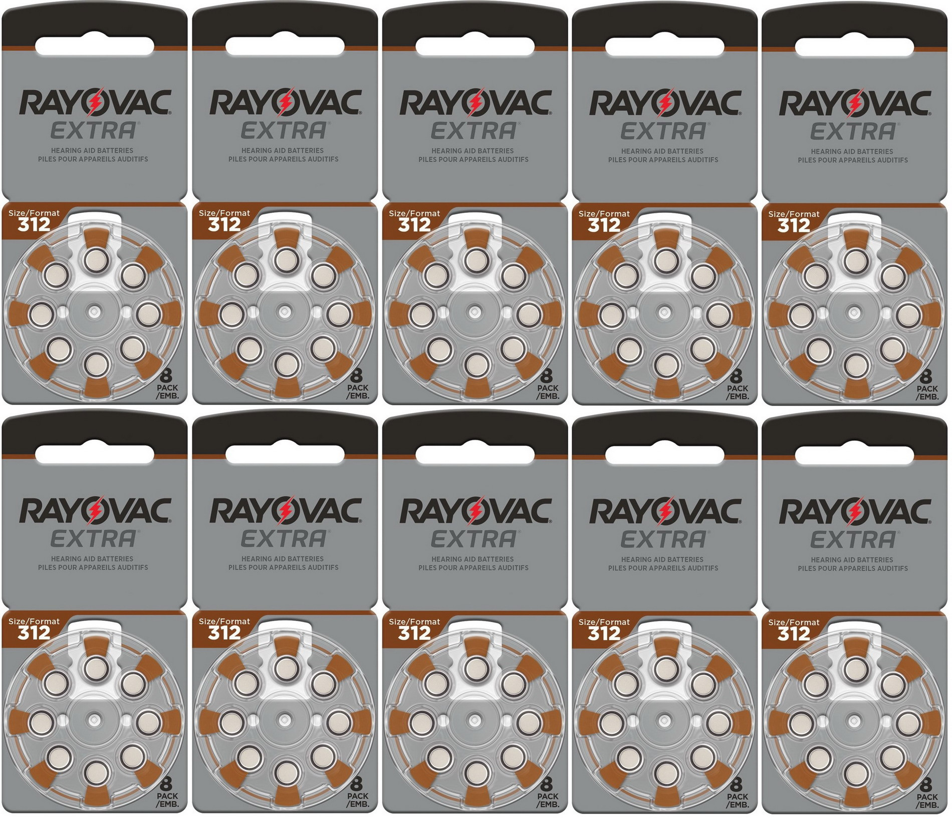 Rayovac gehoorapparaat batterijen Type 312 (bruin) - 10 x 8 stuks