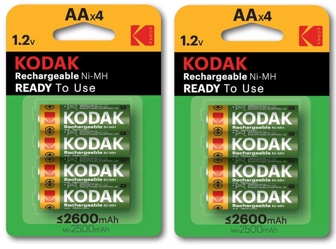 8 x AA oplaadbare krachtige Kodak batterijen, Ready to use - 2600mAh