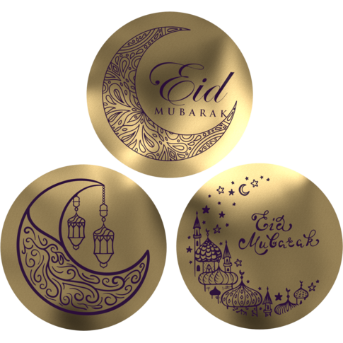Etiket | Cadeauetiket | papier | Gold Eid Mubarak | ∅45mm | assorti | rol à 500 stuks