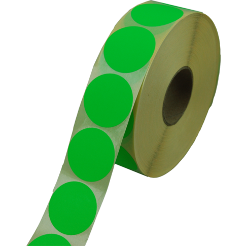 Etiket | Reclame-etiket | papier | permanent | ∅35mm | fluor/groen | rol à 2000 stuks