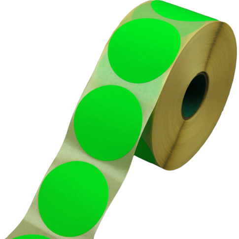 Etiket | Reclame-etiket | papier | permanent | ∅62mm | fluor/groen | rol à 1500 stuks