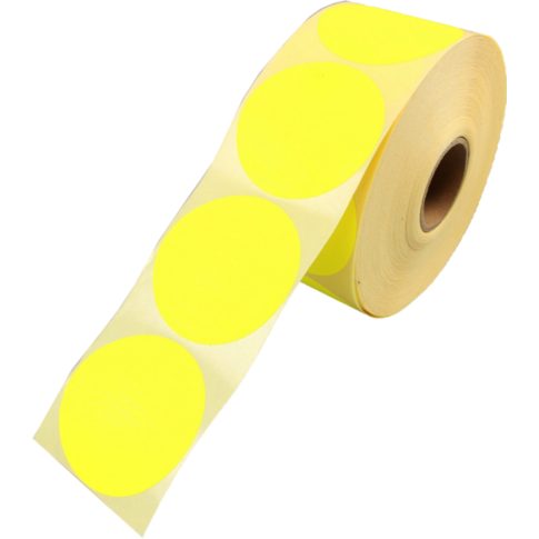 Etiket | Reclame-etiket | papier | permanent | ∅62mm | fluor/geel | rol à 1500 stuks