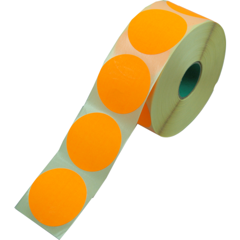 Etiket | Reclame-etiket | papier | permanent | ∅62mm | fluor/oranje | rol à 1500 stuks
