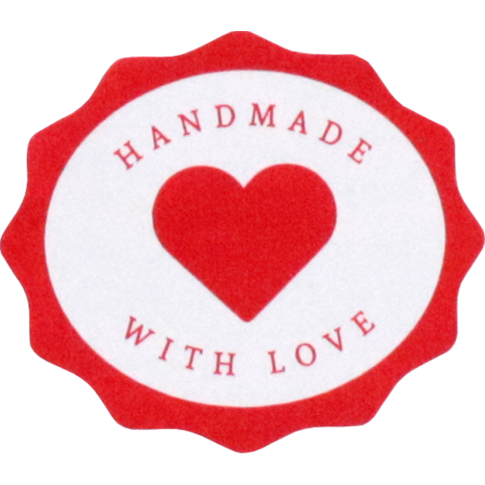 Etiket | papier | Handmade with love | permanent | 39.5x34mm | wit/rood | rol à 500 stuks