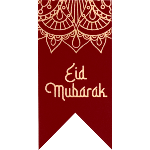Etiket | Cadeauetiket | papier | Eid Mubarak | 60x30mm | rood/goud | rol à 500 stuks