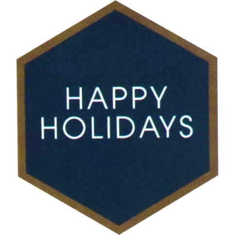 Etiket | papier | Happy Holidays Hexagon | 46x40mm | blauw/wit | rol à 500 stuks