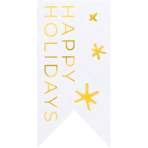 Etiket | papier | Happy holidays | 60x30mm | wit/goud | rol à 500 stuks