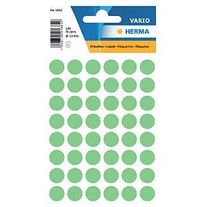 Etiket herma 1865 rond 12mm groen 240stuks | Blister a 5 vel
