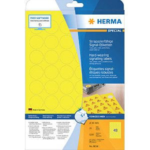 Etiket herma 8034 30mm rond 1200stuks geel | Blister a 25 vel