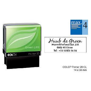 Tekststempel colop 20 green perso 4r 38x14mm | Blister a 1 stuk