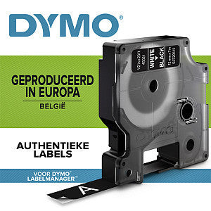 Labeltape dymo 45021 d1 12mmx7m zwart/wit | 1 stuk