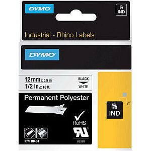 Labeltape dymo rhino industrieel polyester 12mm wt | 1 stuk