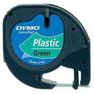 Labeltape dymo letratag plastic 12mm groen | 1 stuk