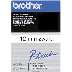 Labeltape brother tc-201 12mmx8m wit/zwart | 1 stuk