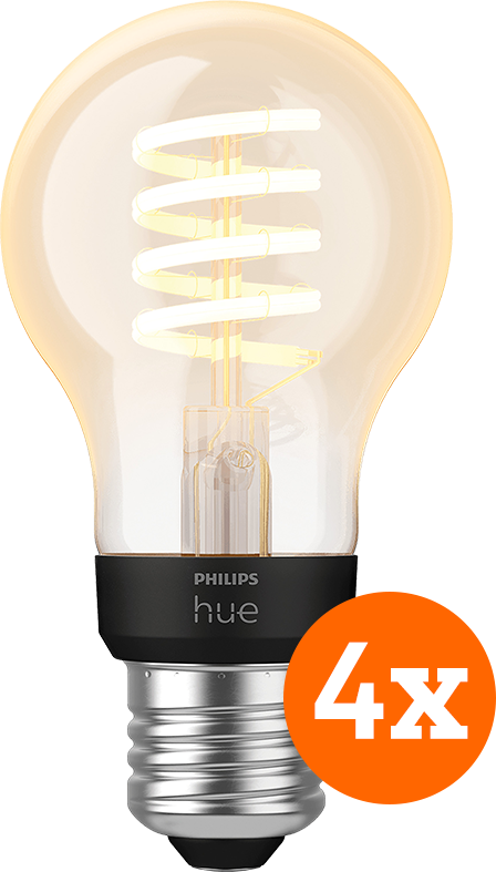 Philips Hue Filamentlamp White Ambiance Standaard E27 4-pack