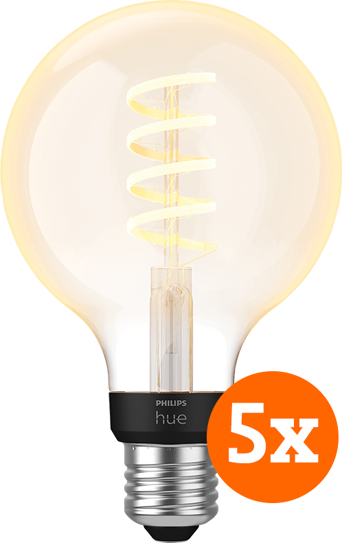 Philips Hue Filamentlamp White Ambiance Globe E27 5-pack