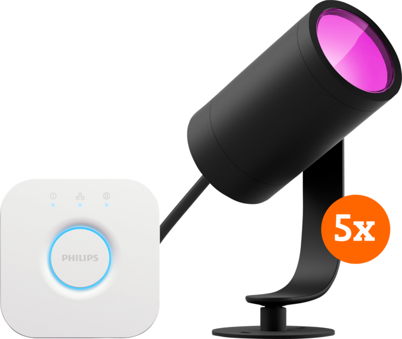 Philips Hue Lily Starter Pack White and Color prikspot 5-Pack + Bridge