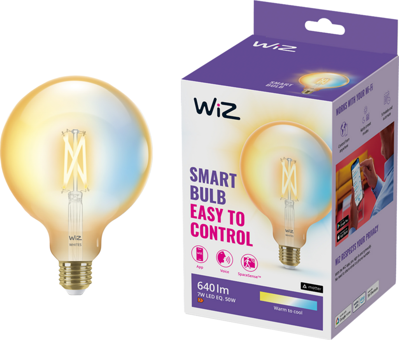 WiZ Smart Filament lamp Globe XL - Warm tot Koelwit Licht - E27