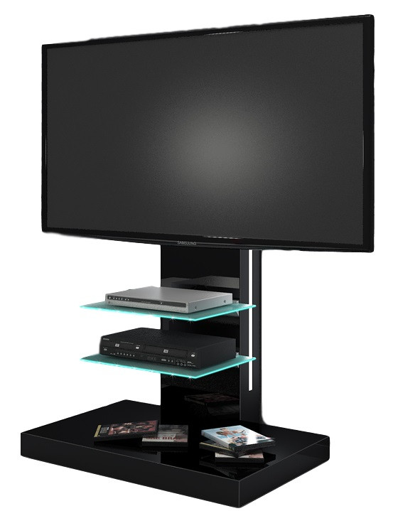 Tv-meubel Marino van 133 cm hoog in Hoogglans zwart