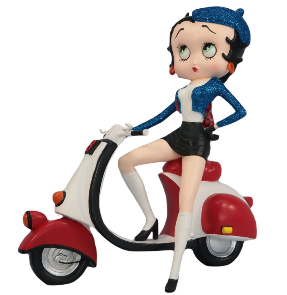 Betty Boop Op Scooter (Blauw Glitter) Beeld