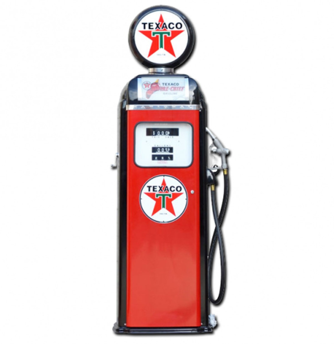 Texaco Fire-Chief National 360 Computer Face Benzinepomp - Rood & Zwart - Reproductie