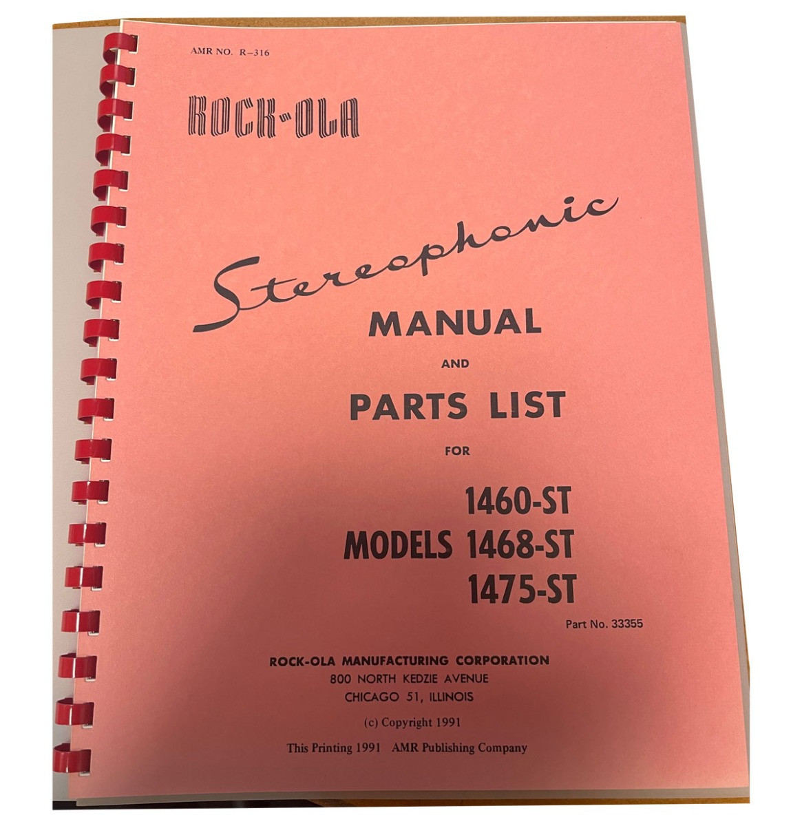 Rock-Ola 1460-ST 1468-ST 1475-ST Manual En Parts List