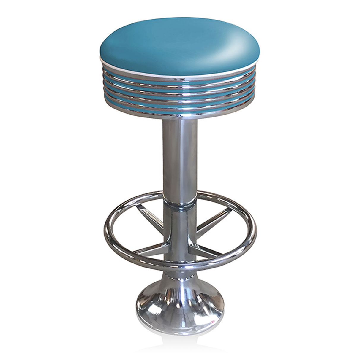 Bar stool BS-27 Blue with footring-Hout