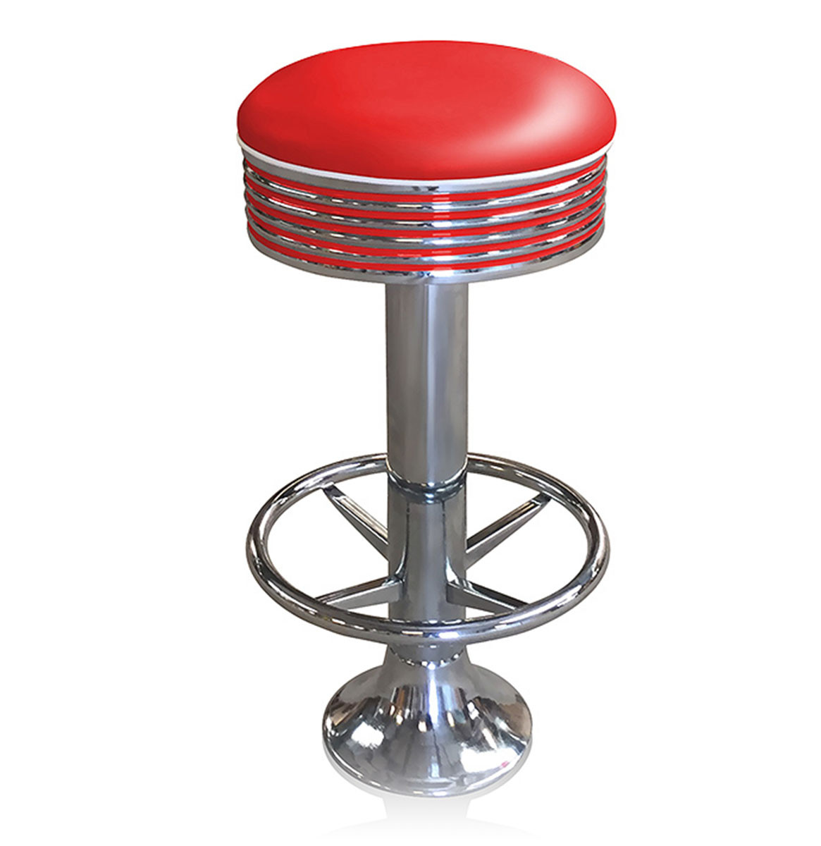 Bar stool BS-27 Red with footring-Hout