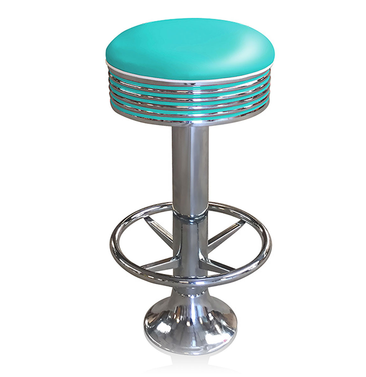 Bar stool BS-27 Turquoise with footring-Beton