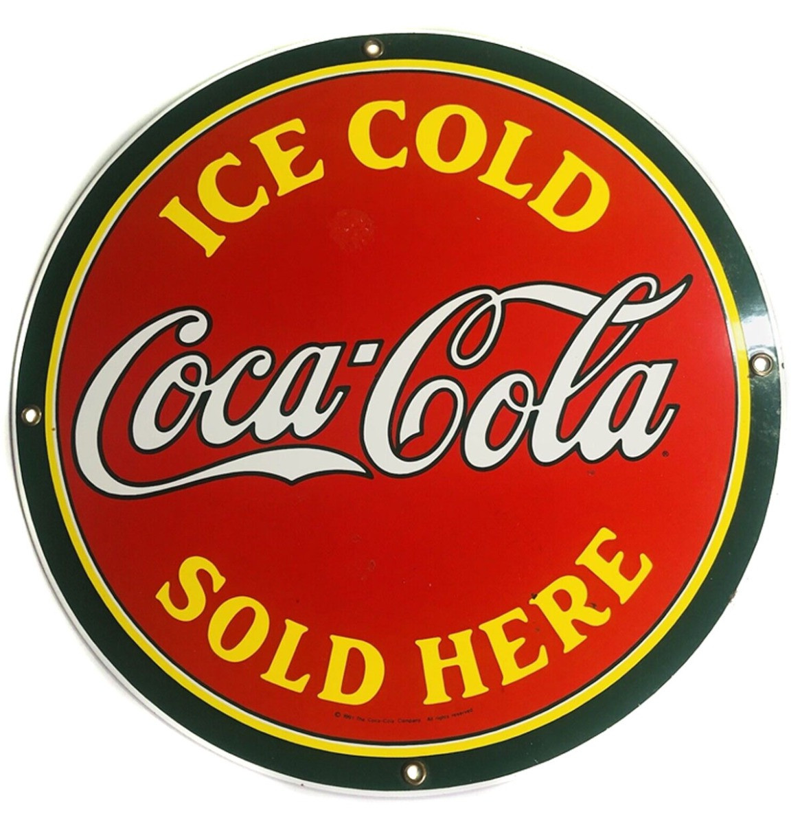 Ice Cold Coca-Cola Sold Here Emaille Bord - 29 cm ø