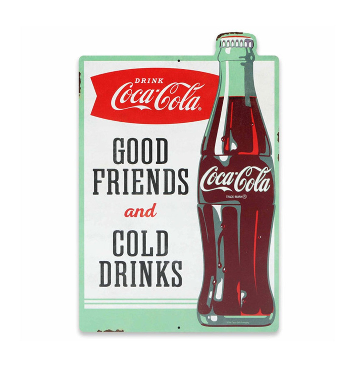 Coca-Cola Good Friends & Cold Drinks Metalen Bord - 38 x 25cm