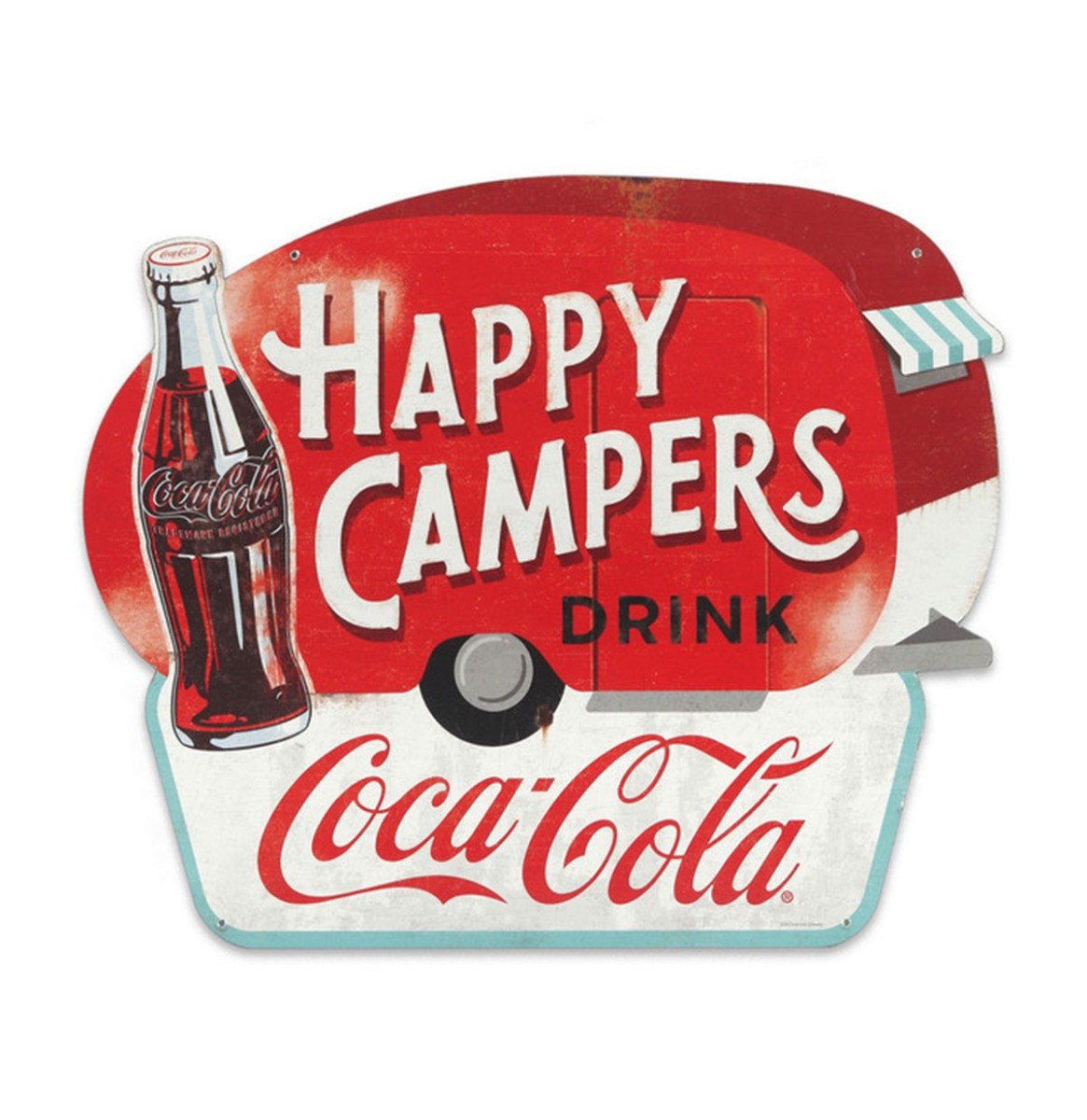 Coca-Cola Happy Campers Metalen Bord - 43 x 46cm