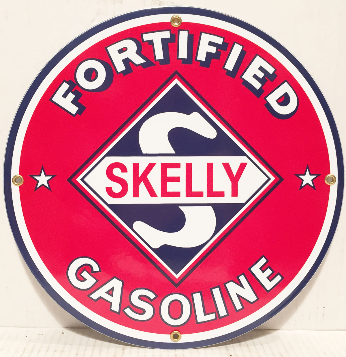 Skelly Fortified Gasoline Emaille Bord 12" / 30 cm