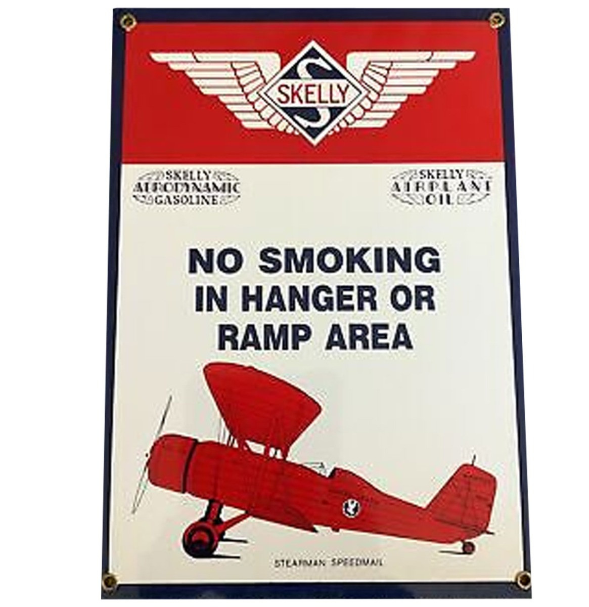Skelly No Smoking In Hangar Or Ramp Area Emaille Bord - 36 x 25 cm