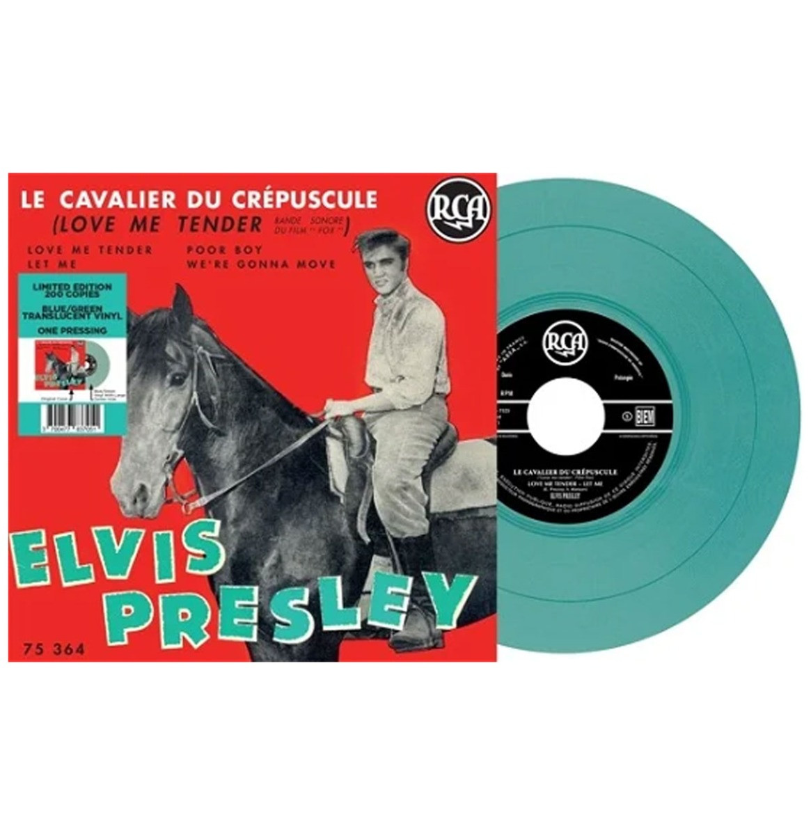 Elvis Presley - Le Cavalier Du Crépusculte: Love Me Tender (Doorzichtig Blauw/ Groen Vinyl) EP 7" Vinyl