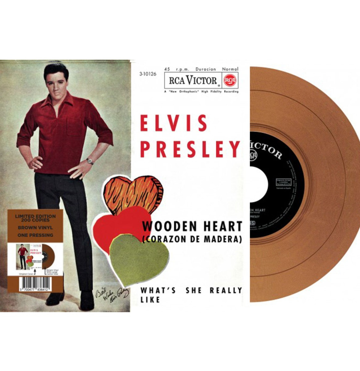 Single: Elvis Presley - Wooden Heart / What&apos;s She Really Like (Bruin Vinyl)