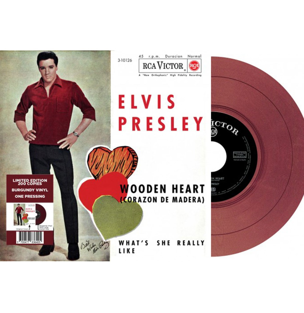 Single: Elvis Presley - Wooden Heart / What&apos;s She Really Like (Bordeaux Vinyl)