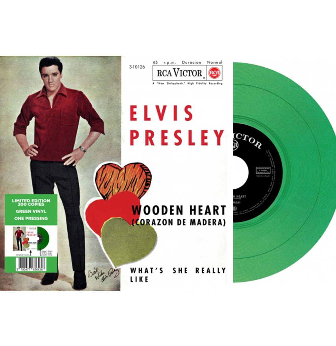 Single: Elvis Presley - Wooden Heart / What&apos;s She Really Like (Groen Vinyl)